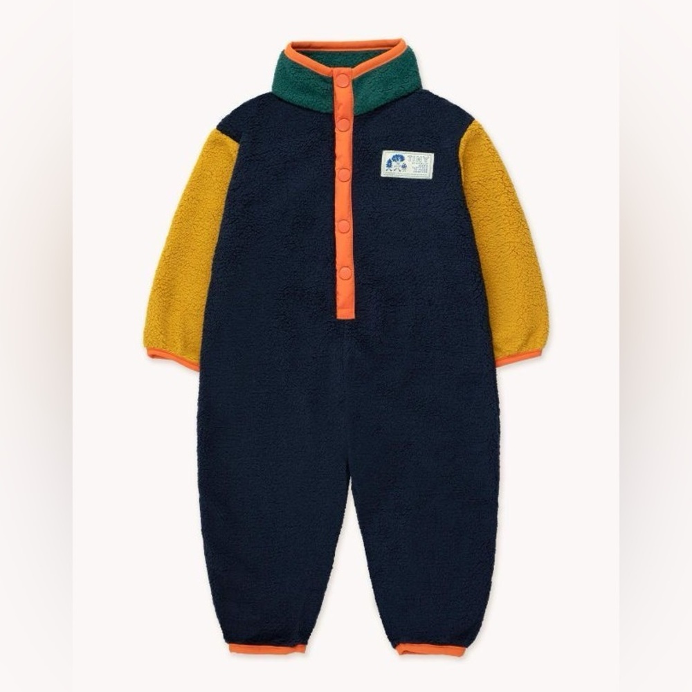 TINY COTTONS
COLOUR BLOCK FLEECE BABY ONE-PIECE DEEP BLUE